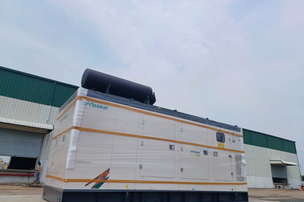 Large-scale diesel generator powering industrial facility